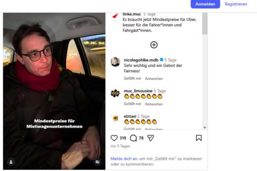 Screenshot Instareel, Foto: Taxitimes